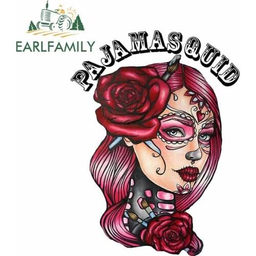 EARLFAMILY 13cm x 9.8cm For Skull Personality Creative Car Stickers Cartoon Decal Waterproof Sunscreen Car Accessories Decor