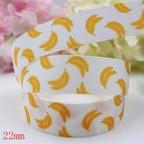 165121,(7/8")22mm 10yard/lot Banana Ribbons Thermal transfer Printed grosgrain Wedding Accessories DIY handmade materials Gift
