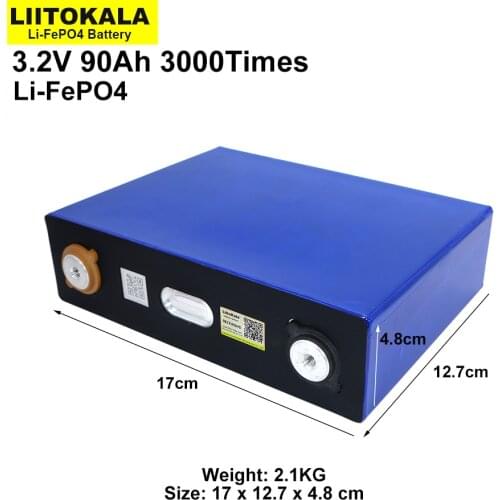 Liitokala Lifepo4 lithium-iron battery pack phosphate Large capacity 900mah Motorcycle Electric car engine 3,2V 90ah Size