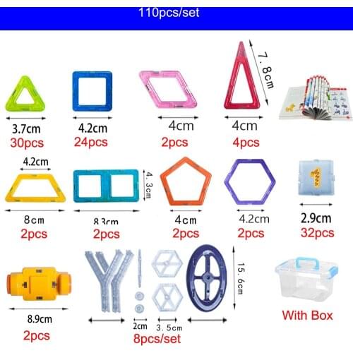 110pcs Mini Magnetic Designer Construction Set Model & Building Plastic Magnetic Blocks Educational Toys For Kids Gift