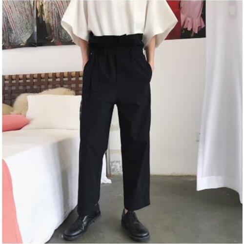 Men High Loose Casual Pant Japan Style Retro Fashion Male Women Straight