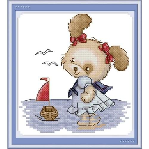 Little bear cross stitch kit aida 14ct 11ct count print canvas cross stitches needlework embroidery DIY handmade
