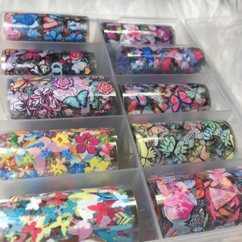 BUTTERFLY FOIL KIT 10rolls 1 box Nail Art Foil Set - Nail Transfer Foil 10pcs Butterfly Transfer Nail Foils for Nail Art, FD656