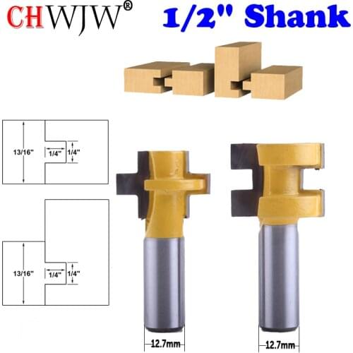CHWJW 2pc 1/2" Shank Mini Tongue & Groove Router Bit Set Line knife Woodworking cutter Tenon Cutter for Woodworking Tools