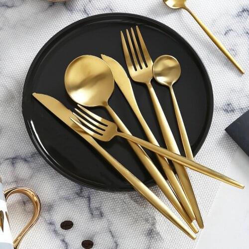 24Pcs Gold Dinnerware Set Mirror Stainless Steel Tableware Set Knife Fork Coffee Spoon Flatware Set Dishwasher Safe Cutlery Set