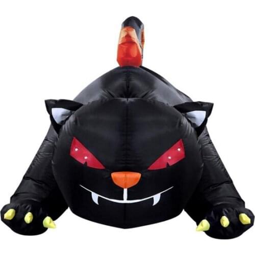Custom Inflatable Halloween Products , Giant Black Inflatable Cat For Halloween