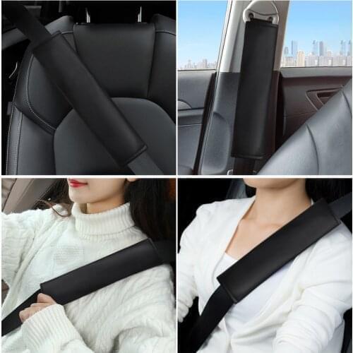Safety Belt Shoulder Cover For Ford Edge Ⅰ Ⅱ Explorer Ecosport Escape Expedition F-150 Leather Seat Belt Protection Cover 2pcs