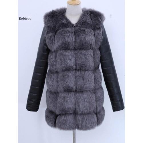 Winter New Women Fur Coat High Imitation Silver Fox Fur Coat Removable Sleeves Thick Warm Coats Fox Coat Overcoat