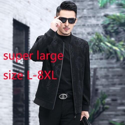 New Arrival Super Large High Quality Spring Men Fashion Casual Baseball Collar Jacket Coat Loose Print Plus Size L-6XL 7XL 8XL