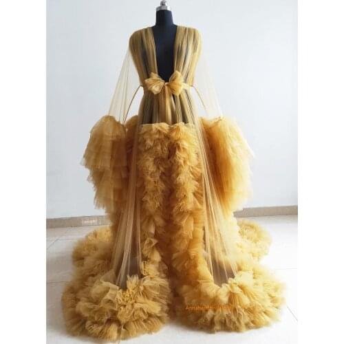 New Maternity Robes Womens Shawl Long Tulle Bathrobe Dresses Photo Shoot Birthday Party Bridal Fluffy Party Custom Made Gowns