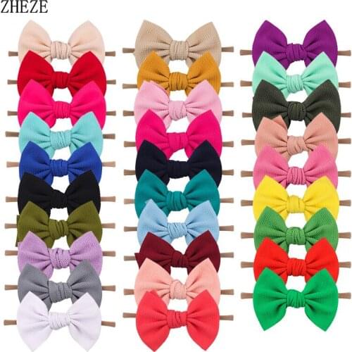 DIY Headwear 5.5'' Waffles Messy Bow Nylon Headband Girls Children Flower Elastic Hairband Texture Nylon Headband For Girls Baby