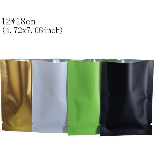 Matte Top Open Heat Seal Vacuum Bags Pure Mylar Aluminum Foil Packaging Bags Food Storage Pouches 100Pcs/Lot 12*18cm 4 Colors
