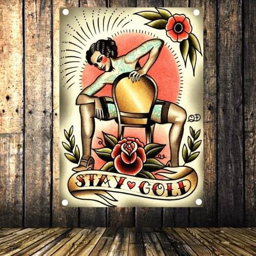 Shaving Barber Hair Salon Tattoo Poster Four-hole Banner Flag Tapestry Wall Hanging Canvas Print Art Barber Shop Decoration