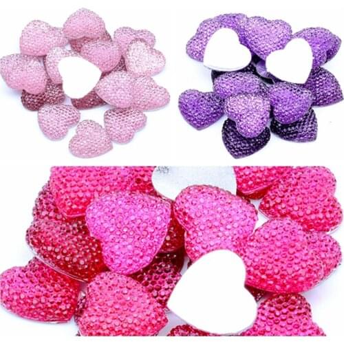 Peach Heart Shape 100pcs or 10pcs 20mm Resin Rhinestones Stones Flatback DIY Crafts Jewelry Making Wedding Dress Shoe Decoration