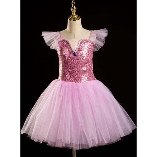 Long Sequins Ballerina Dress Kids Girls Adult Women Professional Ballet Tutu Girls Ballet Dresses Gymnastics Leotard For Girls