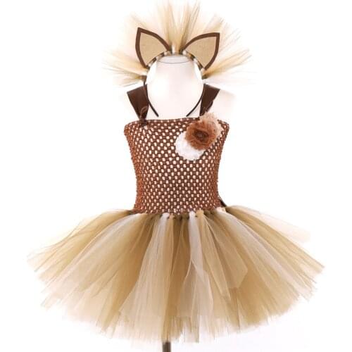 Halloween girls Fawn Princess Sling simple tutu dress costumes flower headband Kids girls Cosplay costume girls party dress