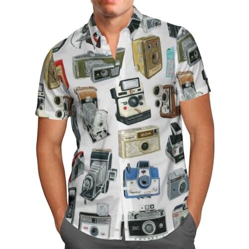 Camera 3D Beach Breathable Hawaii Summer 2021 Shirt Short Sleeve Shirt Streetwear Oversized Chemise Hombre Blusa Masculina-53