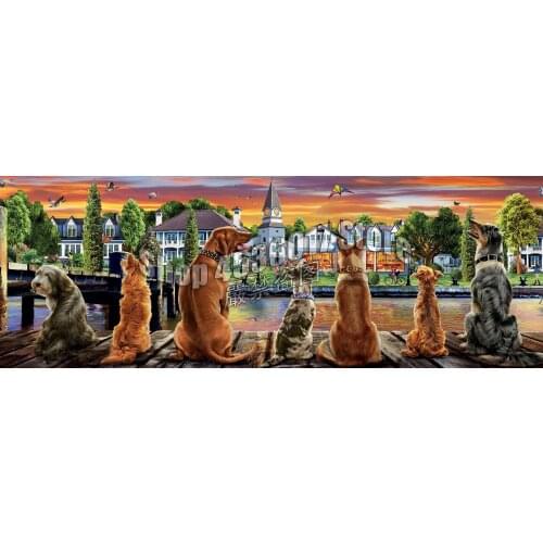 Full Square 5D DIY Diamond Painting Dogs on the Quay Embroidery Cross Stitch Rhinestone Mosaic animals Painting Home Decor Gift