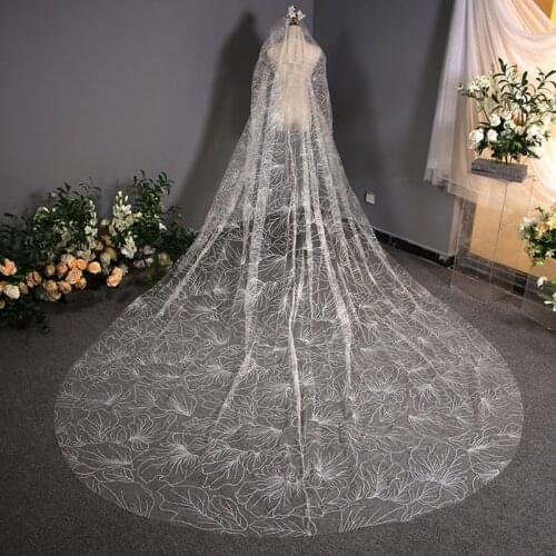 Real Photos 3M Length Glitter 2021 New Wedding Veils Long Sparkly Wedding Accessories 1 Layer bridal headwear Velos De Novia