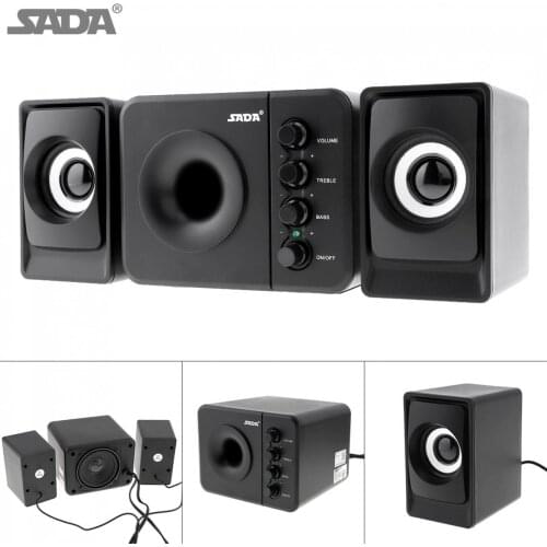 SADA D-205 USB2.0 Subwoofer Computer Speaker with 3.5mm Audio Plug and USB Power Plug for Desktop PC Laptop MP3 Cellphone MP4