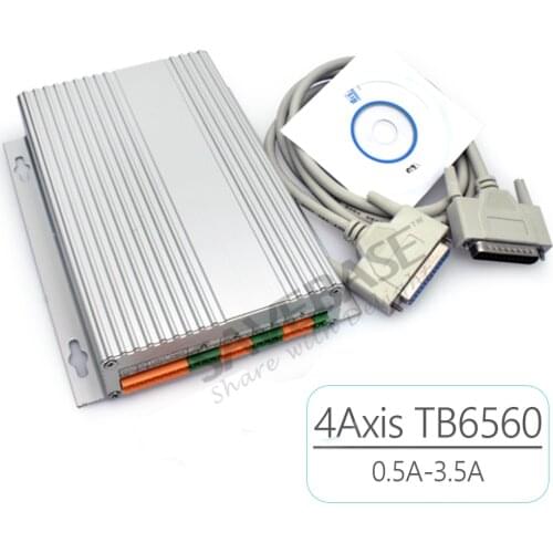 SAVEBASE 4 Axis Tb6560 CNC Stepper Motor Driver Board 0.5A-3.5A(Peak) With Aluminum Box for X-Y-Z tables, labeling machines