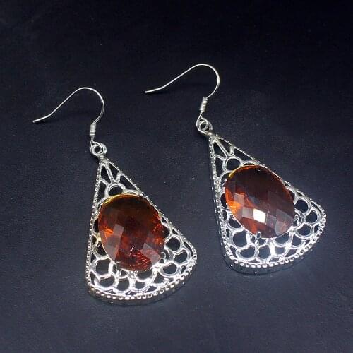 Gemstonefactory Big Promotion Unique 925 Silver New Arrival Honey Topaz Women Jewelry Gifts Dangle Drop Earrings 20213774