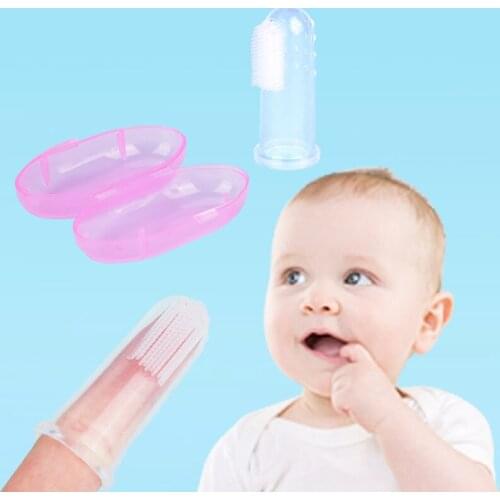 1/2pc Silicon Children Toothbrush Finger Baby Toothbrush Deciduous Tooth Brush for Infant Soft Teeth Clear Baby Brush with Box