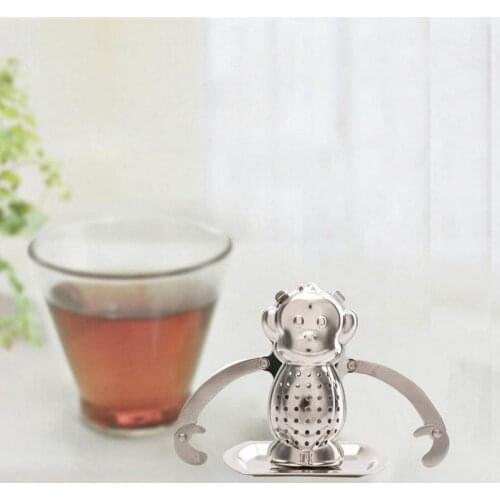 304 Stainless Steel Monkey Shape Tea Leaf Diffuser Tea Ball Strainer Mesh Herbal Infuser Filter Tea Leaf Spice Tea Strainer