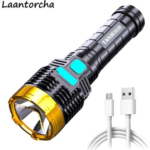 High power led flashlights USB Rechargeable Powerful flashlight With Side Light Ultra Bright torch Outdoor Camping Flashlight