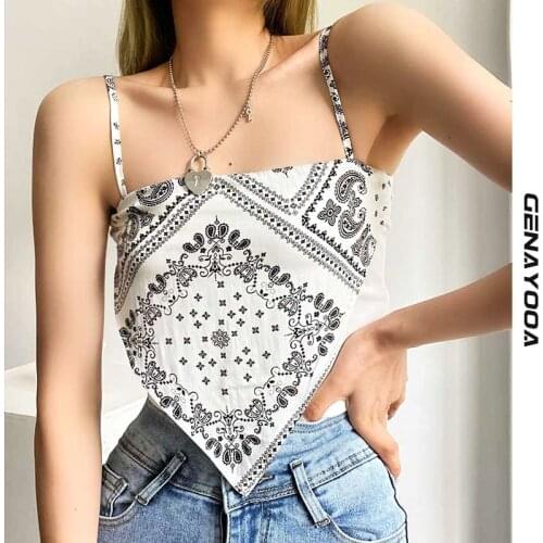 Genayooa Knitted Crop Top Women Clothes Halter Top Streetwear Korean Summer2021 Irregular Sleeveless Cropped Feminino Ins Gothic
