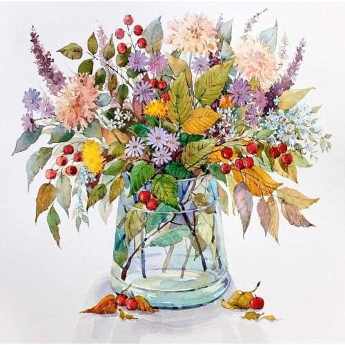 Adult digital set of 5D diamond painting, flower arrangement bouquet, diamond mosaic art DIY full diamond embroidery Christmas