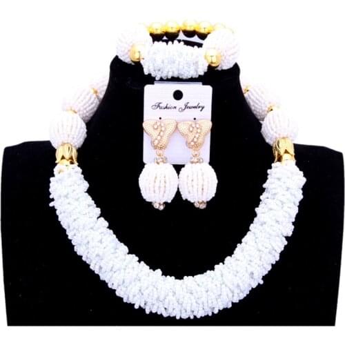 4UJewelry African Beads Jewelry Sets God White Jewellery Sets One Layers Bridal Jewelry Necklace Gift Sets Free Shipping 2018