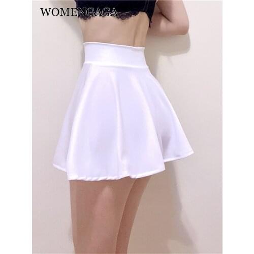 WOMENGAGA 2021 seyx hot white black red mini pleated skirts A-LINE Kawaii JK Sweet korean Girl female women skirts XJ8U