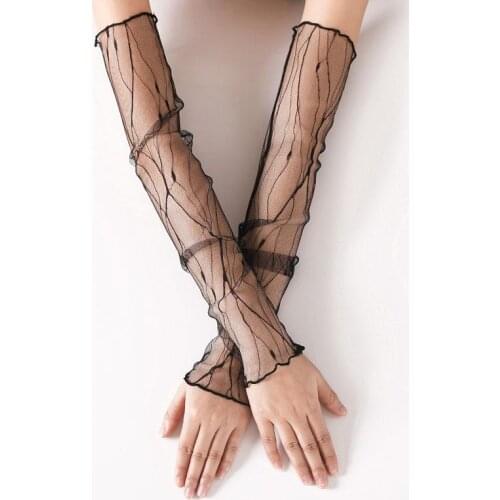 Mesh Ice Sleeves Ladies Summer Long-Sleeved Cycling Lace Half-Finger Gloves Fashion Outdoor Sunscreen Mesh Sleeves