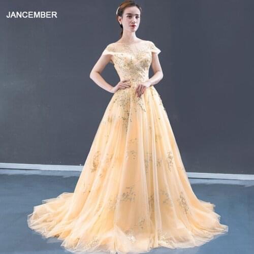 J66958 jancember evening dress with cape o neck short sleeve lace up gold formal dress women elegant вечернее платье короткое
