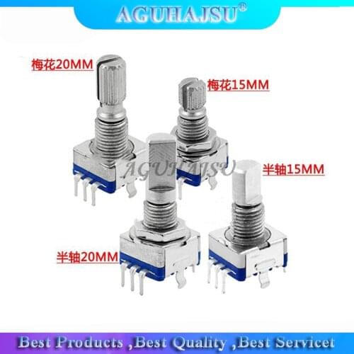 1PCS Half / Plum axis rotary encoder, handle length 15mm / 20mm code switch/ EC11/ digital potentiometer with switch 5Pin 3Pin