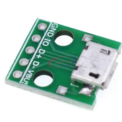 10pcs MICRO USB to DIP Adapter 5pin Female Connector B type PCB Converter Pinboard 2.54
