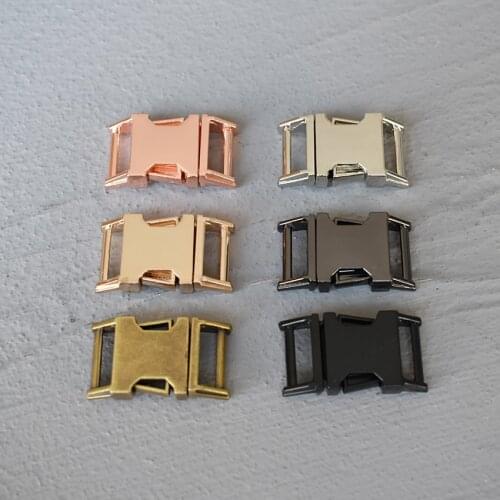 100Pcs 15mm Metal Belt Buckle Side Release Curved Belt Buckle for Bag DIY Paracord Buckles Bracelet Trinket Bracelet Accessories