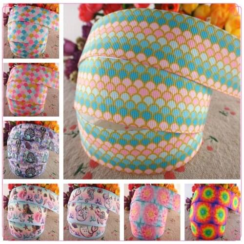 18032208, 1" 25mm or 1.5" 38mm 50 yards/lot fish scale printed grosgrain ribbons cartoon ribbon DIY handmade materials