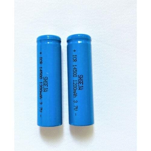 2PCS ICR14500 AA 1200mAh 3.7v rechargeable li ion Batteries led flashlight Flat