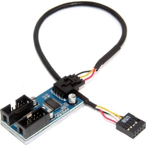 2Pcs Motherboard USB 9Pin Interface Header Splitter 1 to 2 Female Extension Splitter Cable 9-Pin USB Hub Connectors