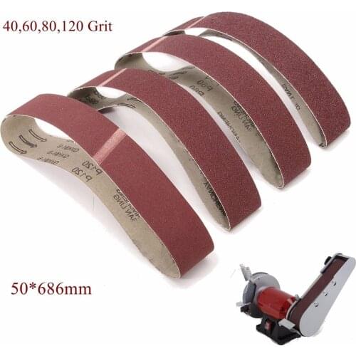 20PCS 50 x 686mm Sanding Belts Mixed Grade 40 60 80 120 Grit Oxide Sander Coarse