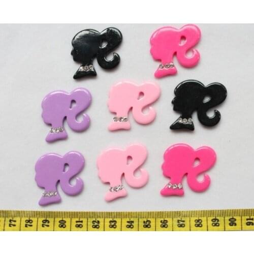 20 pcs big Ponytail Girl shiny resin cabochon with rhinestones mixed colors 30mm wholesale display