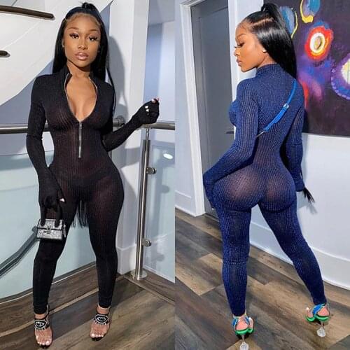 2020 See Through Rompers Womens Jumpsuit Club Dresses Bodycon Jumpsuit Sexy Dresses for Night Club