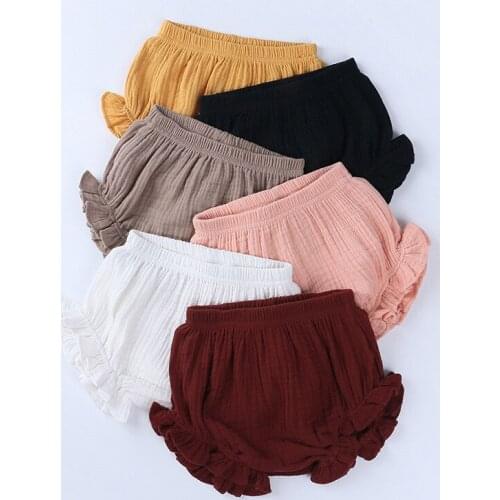 2021 Summer Cotton Gauze Infant Baby Girls Solid Bloomers Children Kids Beach Shorts Girls Little Bottom Pants Casual Baby Pants