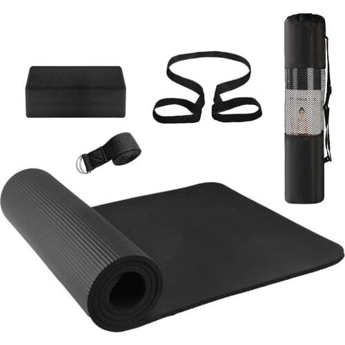3PCS Yoga Exercise Set Gym Yoga Mat Yoga Blocks Stretching Yoga Strap Home Fitness Equipment with Mat Storage Pouch and Strap