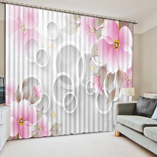 3d Curtains Blackout for Living Room Kids Bedroom Fabric pink curtains