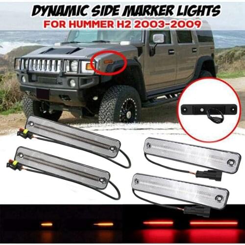 4PCS Dynamic LED Side Marker Light Front&Rear Turn Signal Lamp for Hummer H2 2003-2009 25952319