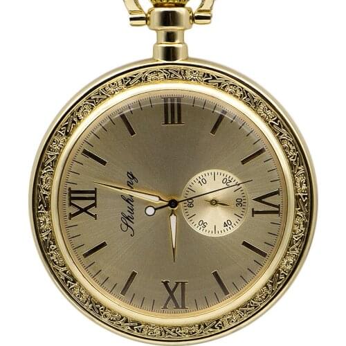 5pcs Gold Antique Copper Pocket & Fob Watches Mechanical Watch Hand Wind Skeleton Mens Pocket Watch With Chain Gift Box