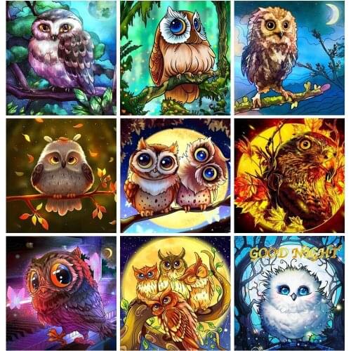 5D Diamond Painting Owl Diamond Embroidery Full Drill Square Round Cross Stitch Sale Animal Mosaic Handicraft Home Decor